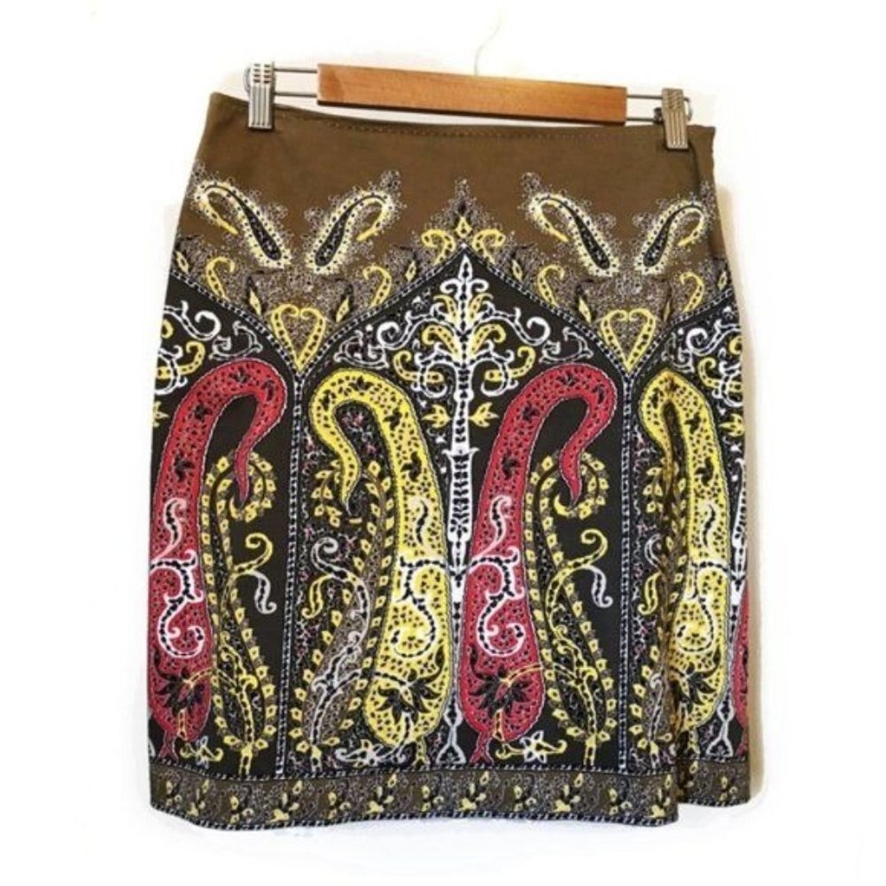 Elie Tahari cotton multi color print skirt, Sz 4
